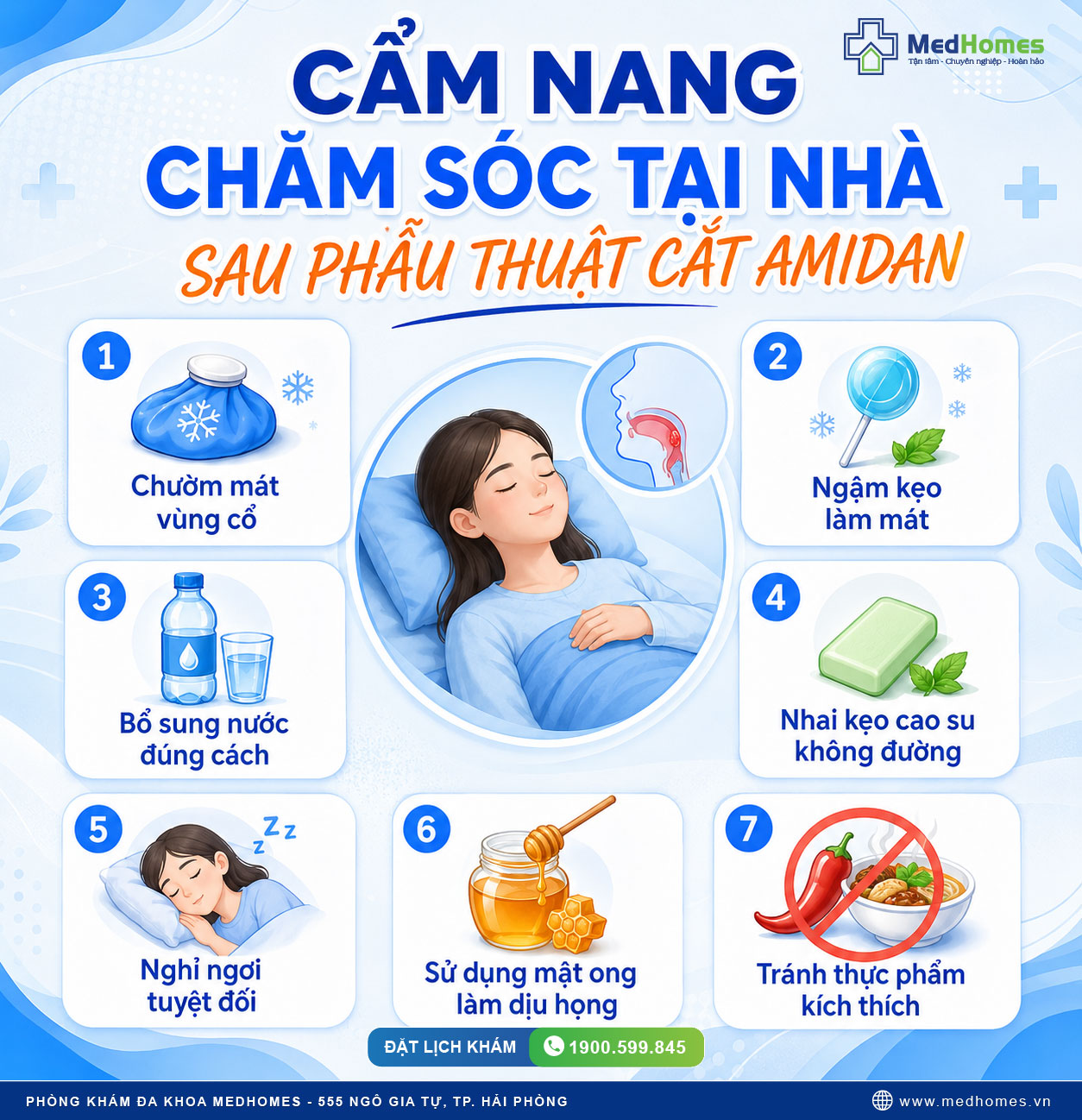  CẨM NANG CHĂM SÓC TẠI NHÀ SAU PHẪU THUẬT CẮT AMIDAN