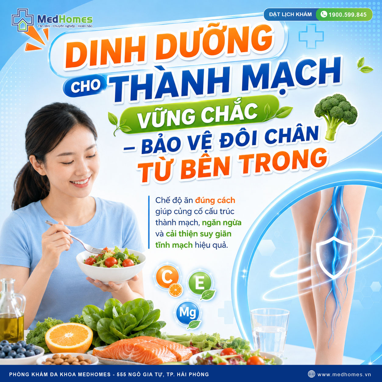 Dinh dưỡng cho thành mạch vững chắc – Bảo vệ đôi chân từ bên trong